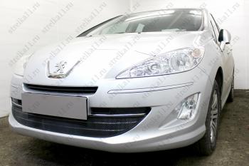 3 679 р. Защита радиатора (3 части) Стрелка11 Стандарт  Peugeot 408 (2010-2017)  дорестайлинг (черная)  с доставкой в г. Тамбов. Увеличить фотографию 2