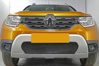 4 299 р. Защита радиатора (верх, 4 части) Стрелка11 Стандарт Renault Duster HM рестайлинг (2021-2024) (черная)  с доставкой в г. Тамбов. Увеличить фотографию 3