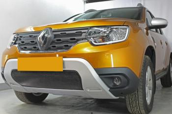 4 299 р. Защита радиатора (верх, 4 части) Стрелка11 Стандарт Renault Duster HM рестайлинг (2021-2024) (черная)  с доставкой в г. Тамбов. Увеличить фотографию 2