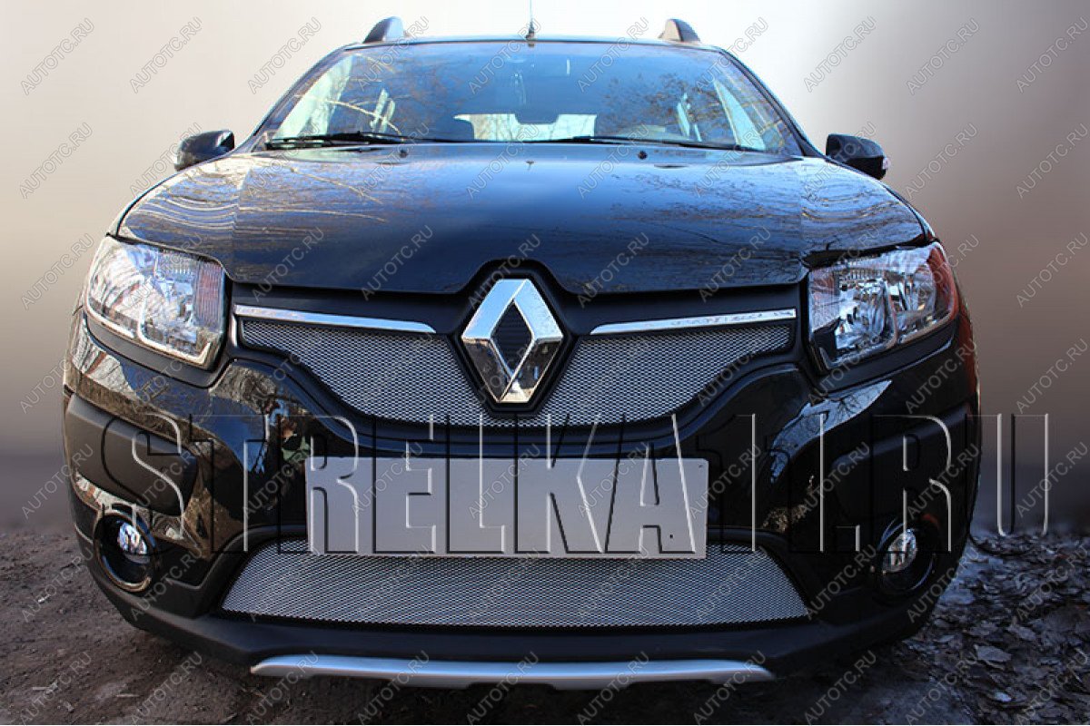 3 589 р. Защита радиатора Стрелка11 Стандарт Renault Logan 2 дорестайлинг (2014-2018) (хром)  с доставкой в г. Тамбов