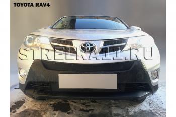 2 499 р. Защита радиатора (верх) Стрелка11 Стандарт Toyota RAV4 XA40 5 дв. дорестайлинг (2012-2015) (черная)  с доставкой в г. Тамбов. Увеличить фотографию 1