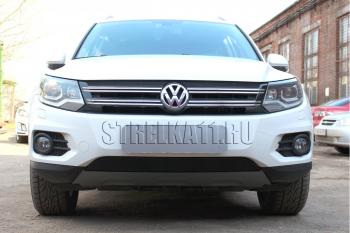 2 589 р. Защита радиатора (Track&Field) Стрелка11 Стандарт Volkswagen Tiguan NF рестайлинг (2011-2017) (черная)  с доставкой в г. Тамбов. Увеличить фотографию 1