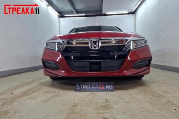 1 459 р. Зимняя заглушка решетки радиатора (низ 4 части) Стрелка11 Honda Accord CV (2019-2022) (черная)  с доставкой в г. Тамбов. Увеличить фотографию 2