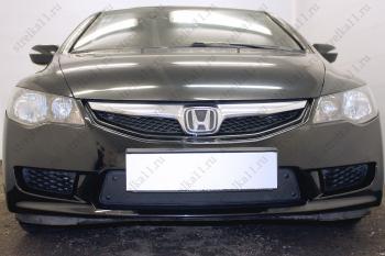 Зимняя заглушка решетки радиатора Стрелка11 Honda Civic FK,FN хэтчбэк 5 дв. дорестайлинг (2005-2008)  (черная)