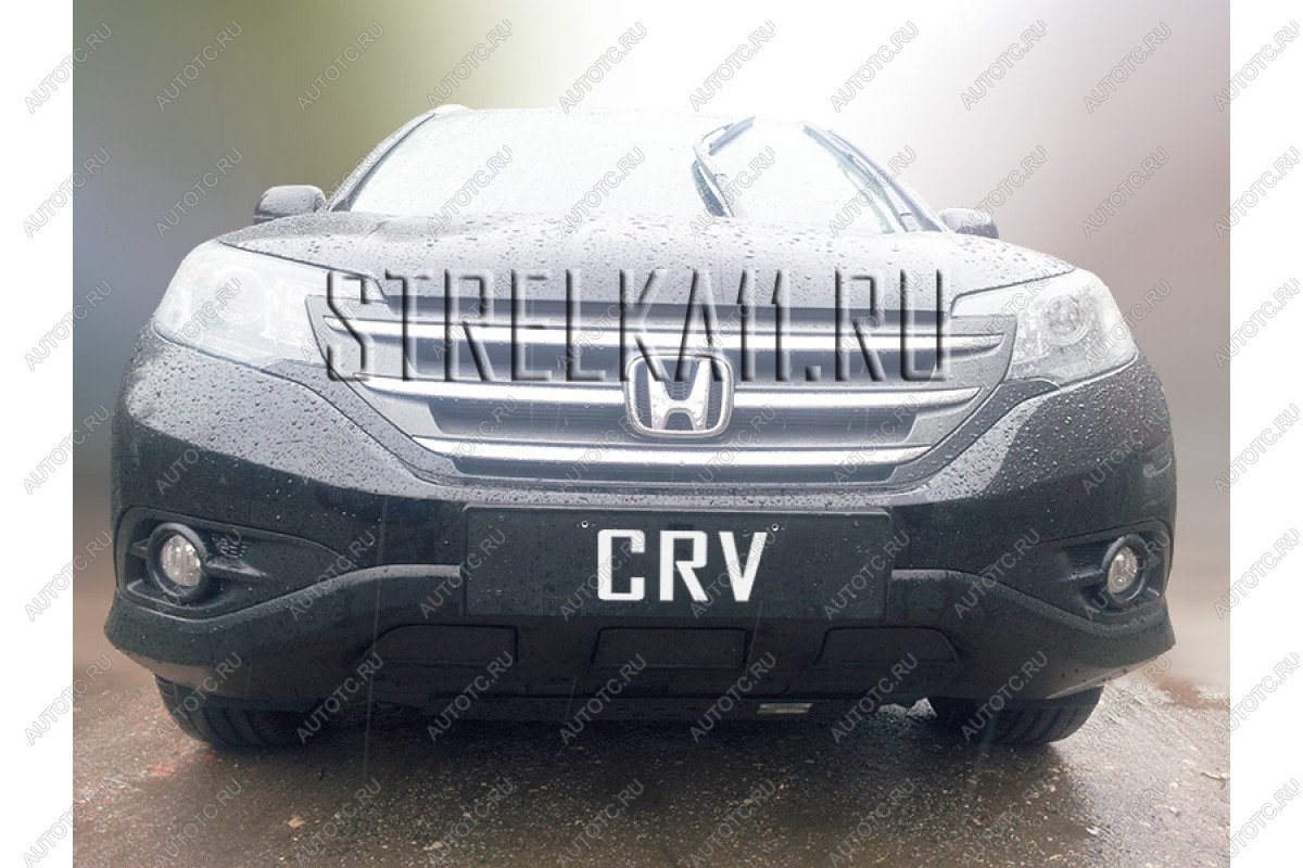 969 р. Зимняя заглушка решетки радиатора Стрелка11  Honda CR-V  RM1,RM3,RM4 (2012-2015) дорестайлинг (черная)  с доставкой в г. Тамбов