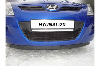 749 р. Зимняя заглушка решетки радиатора Стрелка11 Hyundai i20 PB хэтчбэк дорестайлинг (2008-2012) (черная)  с доставкой в г. Тамбов. Увеличить фотографию 2