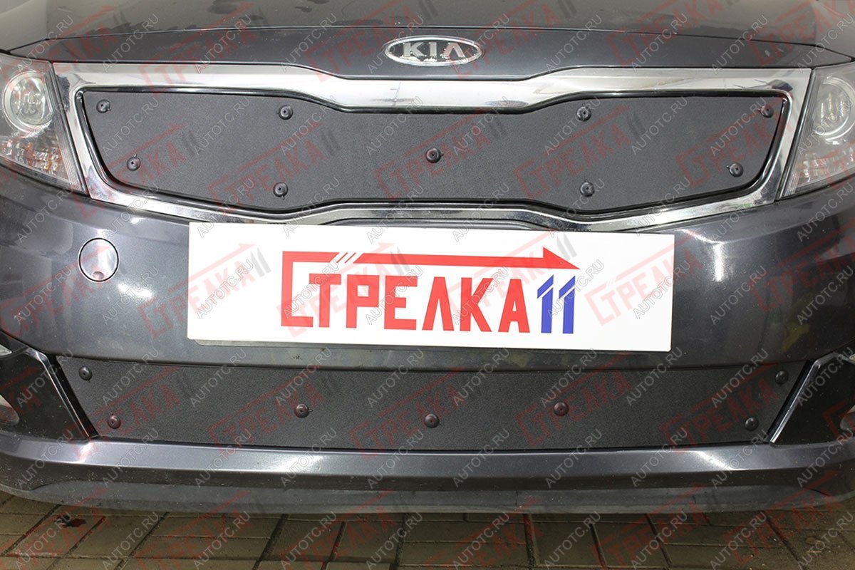 799 р. Зимняя заглушка решетки радиатора (низ) Стрелка11 KIA Optima 3 TF дорестайлинг седан (2010-2013) (черная)  с доставкой в г. Тамбов