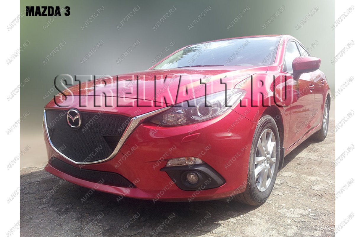 599 р. Зимняя заглушка решетки радиатора (верх) Стрелка11 Mazda 3/Axela BM дорестайлинг, хэтчбэк (2013-2016) (черная)  с доставкой в г. Тамбов