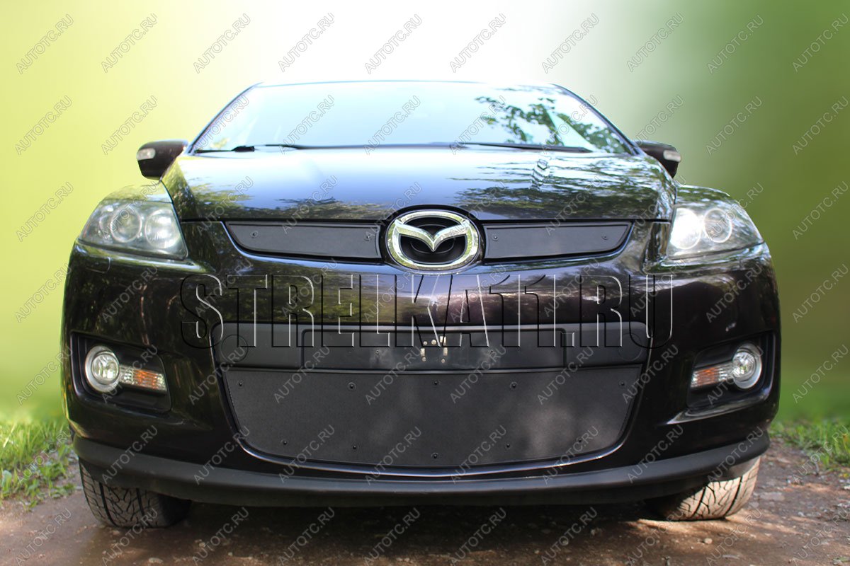 969 р. Зимняя заглушка решетки радиатора (низ) Стрелка11 Mazda CX-7 ER дорестайлинг (2006-2010) (черная)  с доставкой в г. Тамбов