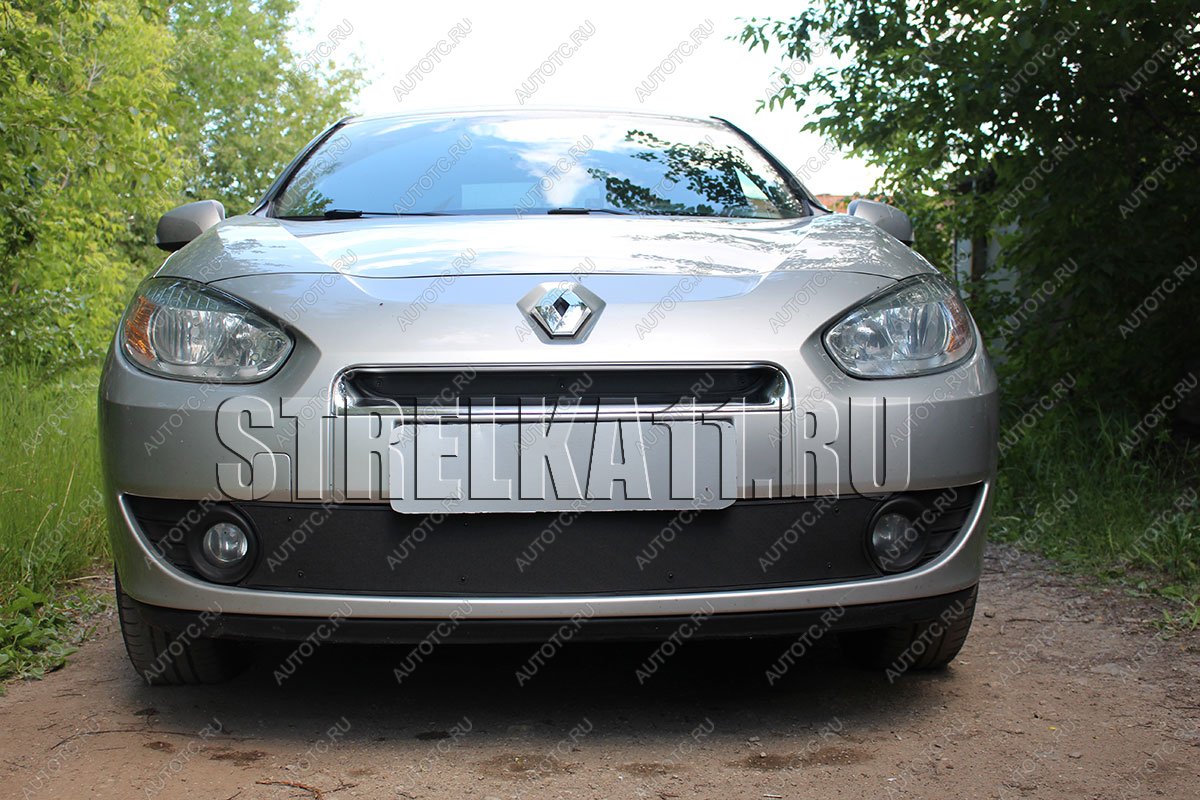 799 р. Зимняя заглушка решетки радиатора (верх) Стрелка11  Renault Fluence (2010-2012) дорестайлинг (черная)  с доставкой в г. Тамбов