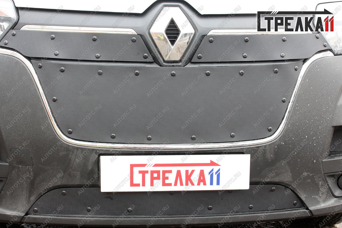 879 р. Зимняя заглушка решетки радиатора (средина) Стрелка11  Renault Master  FV,JV (2019-2024) фургон 2-ой рестайлинг (черная)  с доставкой в г. Тамбов