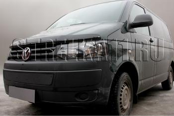 599 р. Зимняя заглушка решетки радиатора Стрелка11 Volkswagen Transporter T5 рестайлинг (2009-2015) (черная)  с доставкой в г. Тамбов. Увеличить фотографию 1