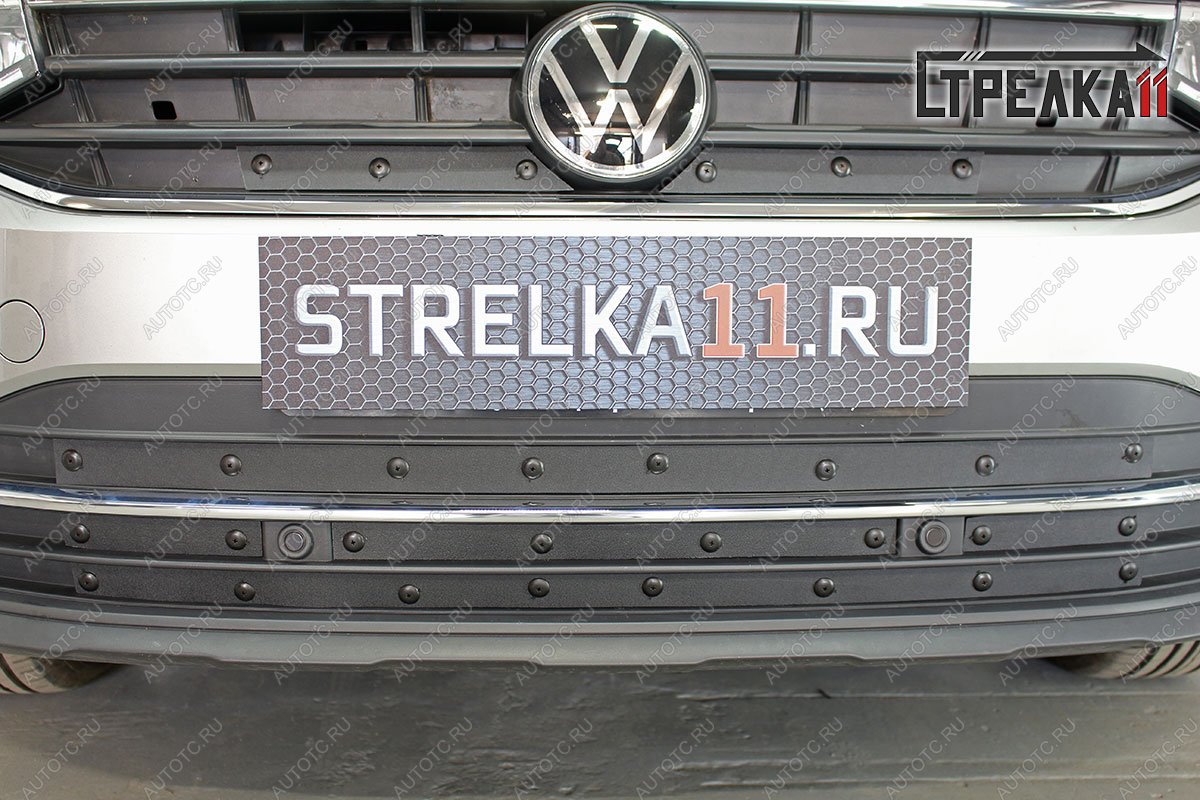 1 599 р. Зимняя заглушка решетки радиатора (низ) Стрелка11 Volkswagen Tiguan Mk2 рестайлинг (2020-2022) (черная)  с доставкой в г. Тамбов