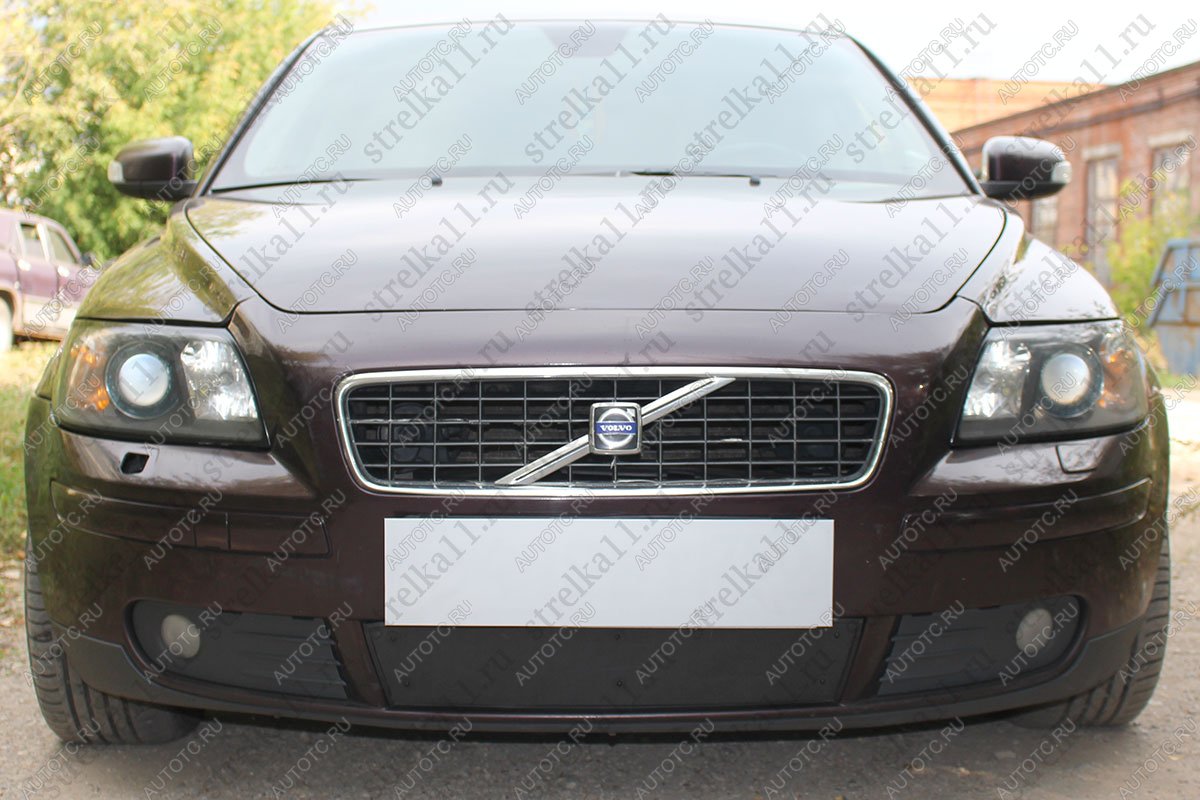 799 р. Зимняя заглушка решетки радиатора Стрелка11  Volvo S40  MS седан (2004-2007) дорестайлинг (черная)  с доставкой в г. Тамбов