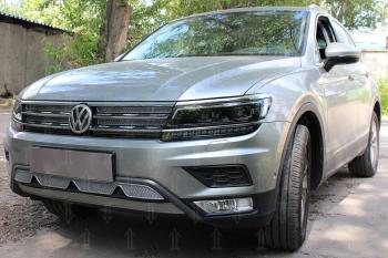 10 299 р. Защита радиатора (низ с камерой) (Off-Road) Стрелка11 Премиум Volkswagen Tiguan Mk2 дорестайлинг (2016-2020) (хром)  с доставкой в г. Тамбов. Увеличить фотографию 2