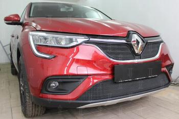 7 299 р.  Защита радиатора (верх, 2 части) Стрелка11 PREMIUM  Renault Arkana (2019-2024) (черная)  с доставкой в г. Тамбов. Увеличить фотографию 1