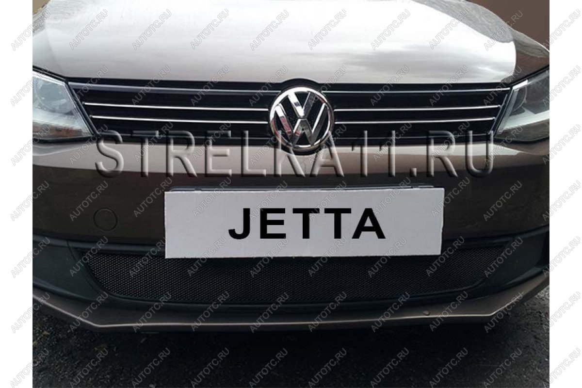 4 649 р. Защита радиатора Стрелка11 PREMIUM Volkswagen Jetta A6 седан дорестайлинг (2011-2015) (черная)  с доставкой в г. Тамбов