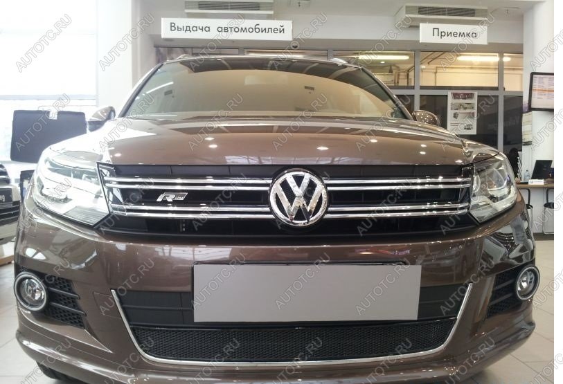 11 549 р. Защита радиатора (низ с парктроником) Стрелка11 Премиум Volkswagen Tiguan Mk2 дорестайлинг (2016-2020) (хром)  с доставкой в г. Тамбов