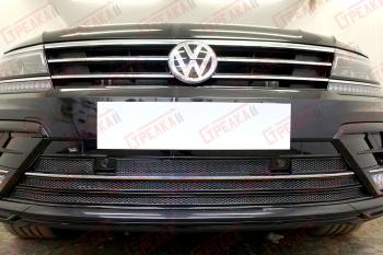 11 549 р. Защита радиатора (низ с парктроником) Стрелка11 Премиум Volkswagen Tiguan Mk2 дорестайлинг (2016-2020) (хром)  с доставкой в г. Тамбов. Увеличить фотографию 2