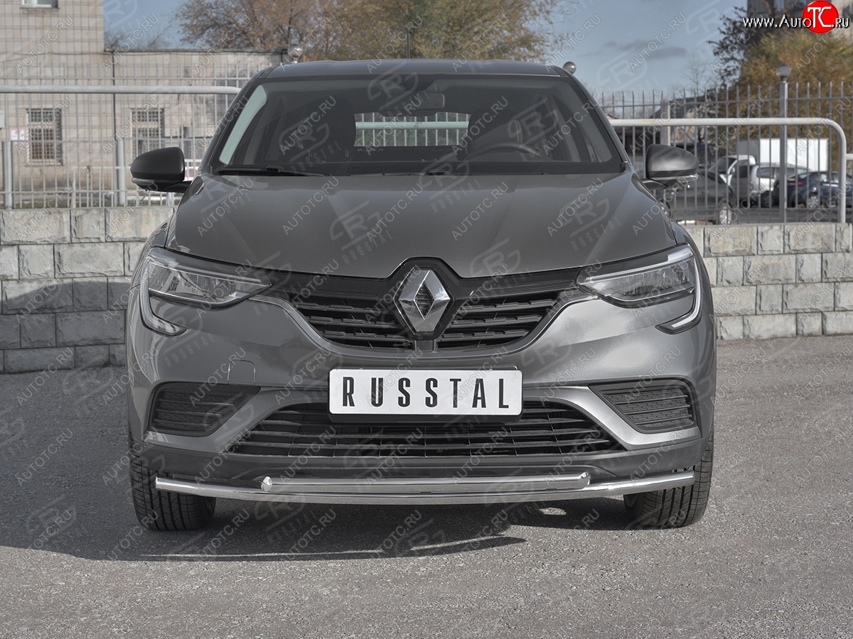 12 999 р. Защита переднего бампера (2 трубы Ø42 и 42 мм, нержавейка) Russtal Renault Arkana (2019-2024)  с доставкой в г. Тамбов