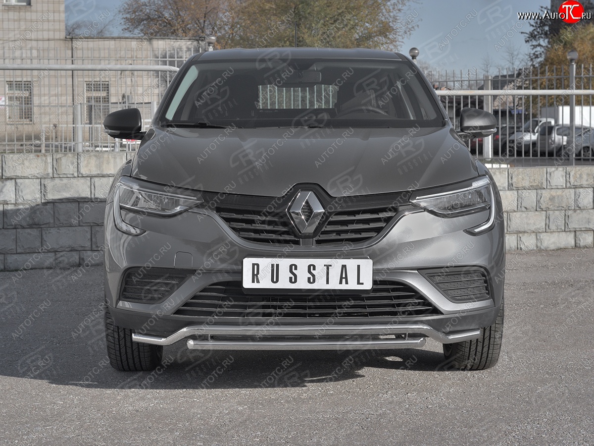 13 549 р. Защита переднего бампера (2 трубы Ø42 мм, нержавейка) Russtal Renault Arkana (2019-2024)  с доставкой в г. Тамбов