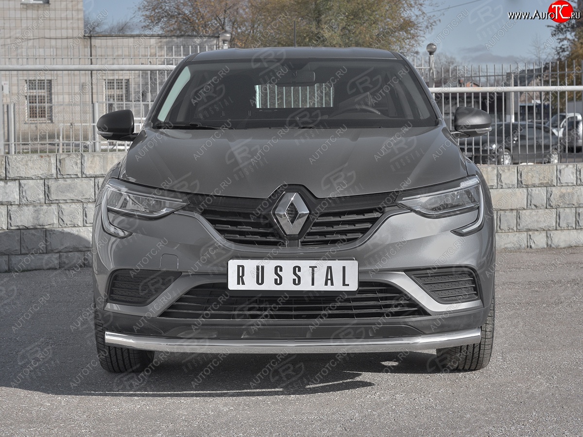 12 499 р. Защита переднего бампера (Ø 63 мм, нержавейка) Russtal Renault Arkana (2019-2024)  с доставкой в г. Тамбов