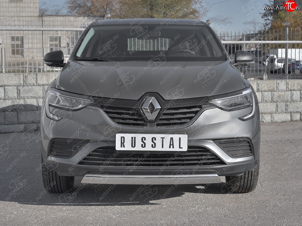 9 649 р. Защита переднего бампера (Ø75x42 мм, нержавейка) Russtal Renault Arkana (2019-2024)  с доставкой в г. Тамбов