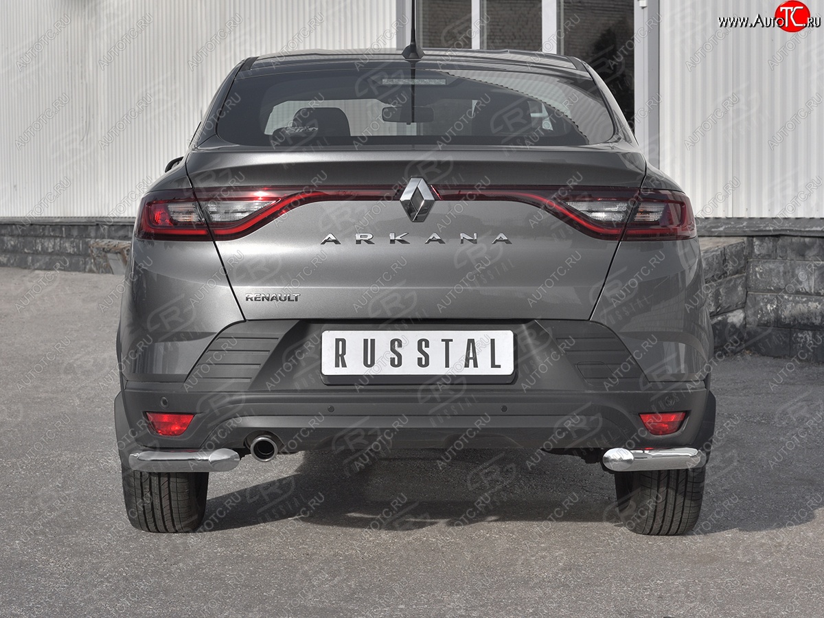 7 899 р. Защита заднего бампера (Ø63 мм уголки, нержавейка) Russtal Renault Arkana (2019-2024)  с доставкой в г. Тамбов