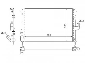 Радиатор двигателя SAT (пластинчатый, МКПП, LOGAN 1.4 / 1.6, KANGOO 1.2 / 1.6 / 1.9D, CLIO 1.0 / 1.2 / 1.4 / 1.6 / 1.9D) Renault Logan 1 рестайлинг (2010-2016)