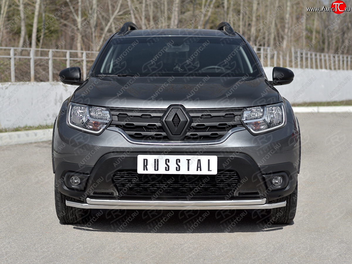 13 999 р. Защита переднего бампера (2 трубы Ø42 мм, нержавейка) SLITKOFF  Renault Duster  HM (2021-2024) рестайлинг  с доставкой в г. Тамбов