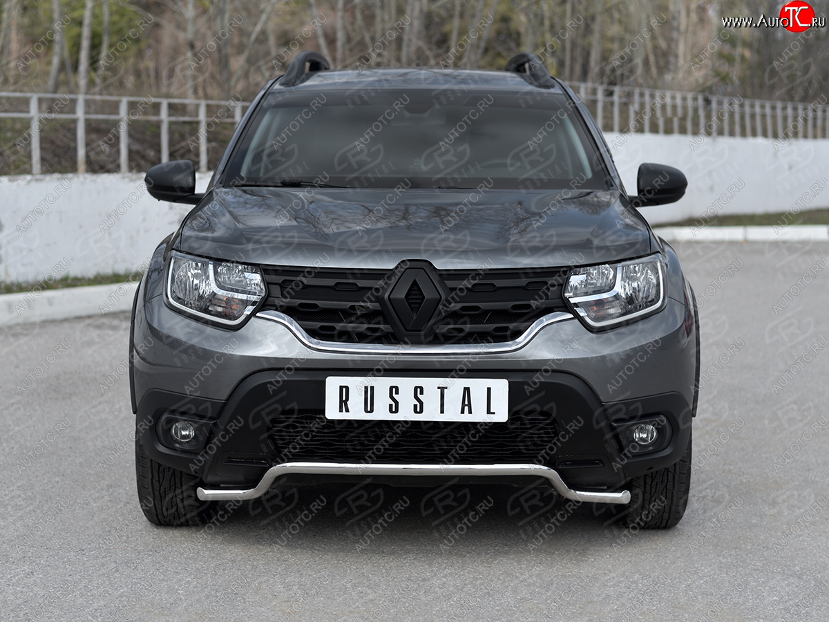 10 349 р. Защита переднего бампера (Ø42 мм волна, нержавейка) SLITKOFF  Renault Duster  HM (2021-2024) рестайлинг  с доставкой в г. Тамбов