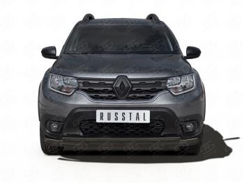 Защита переднего бампера (2 трубы Ø63 и 42 мм, окрашенная) SLITKOFF Renault (Рено) Duster (Дастер)  HM (2021-2024) HM рестайлинг