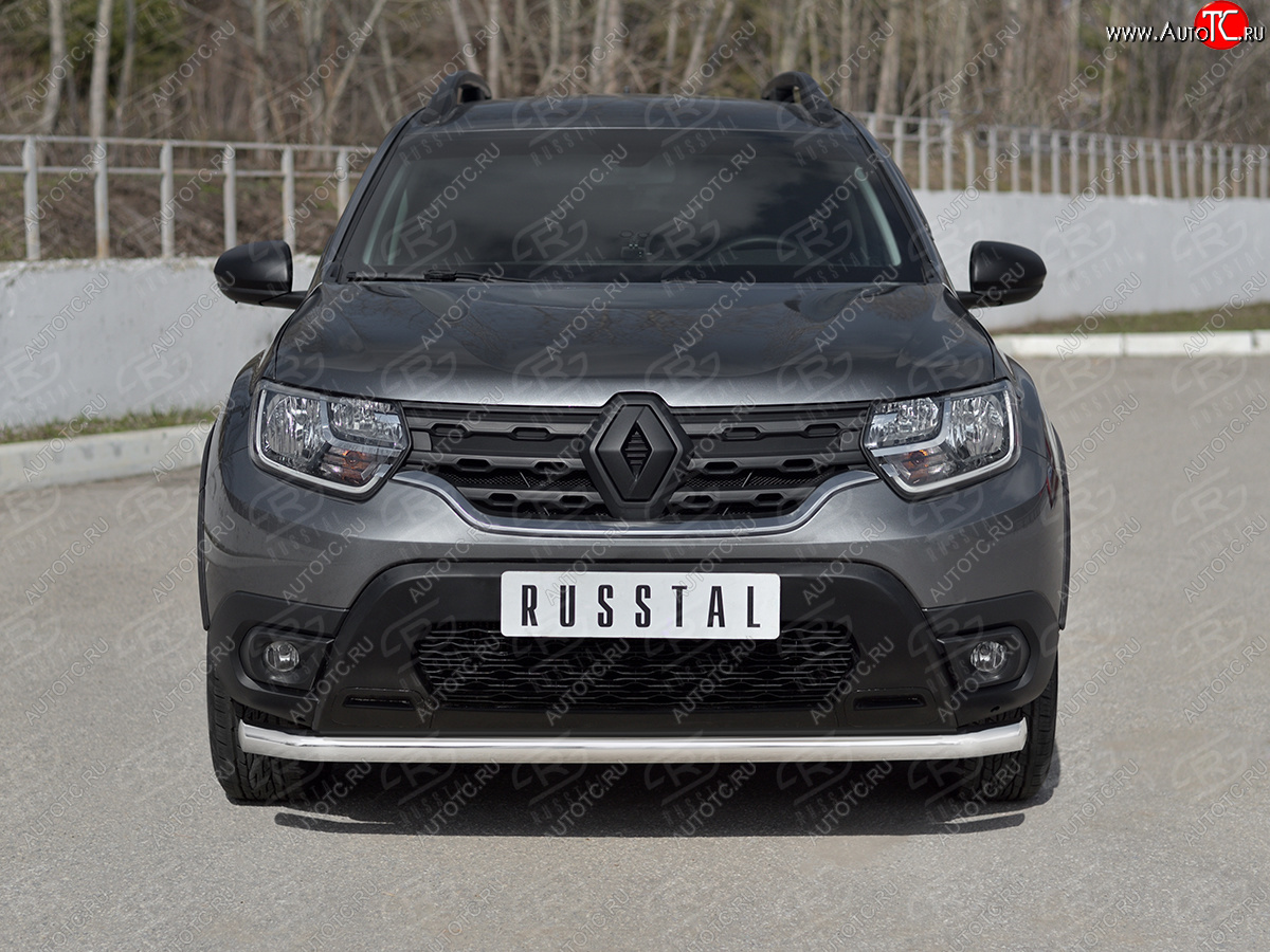 11 199 р. Защита переднего бампера (Ø63 мм, нержавейка) SLITKOFF  Renault Duster  HM (2021-2024) рестайлинг  с доставкой в г. Тамбов