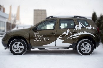 9 549 р. Пороги труба d76 с накладкой Russtal (чёрные V2) Renault Duster HS рестайлинг (2015-2021)  с доставкой в г. Тамбов. Увеличить фотографию 3