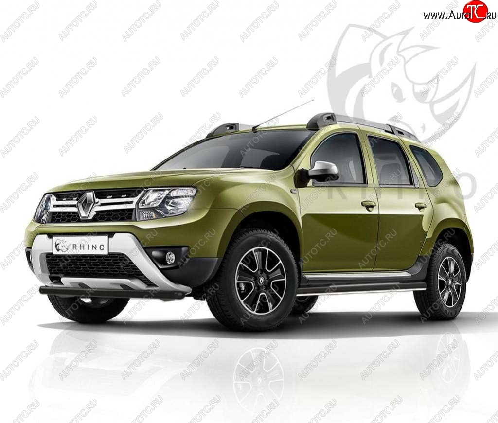 8 799 р. Пороги труба d63 ч. сталь Russtal (v3) Renault Duster HS рестайлинг (2015-2021)  с доставкой в г. Тамбов