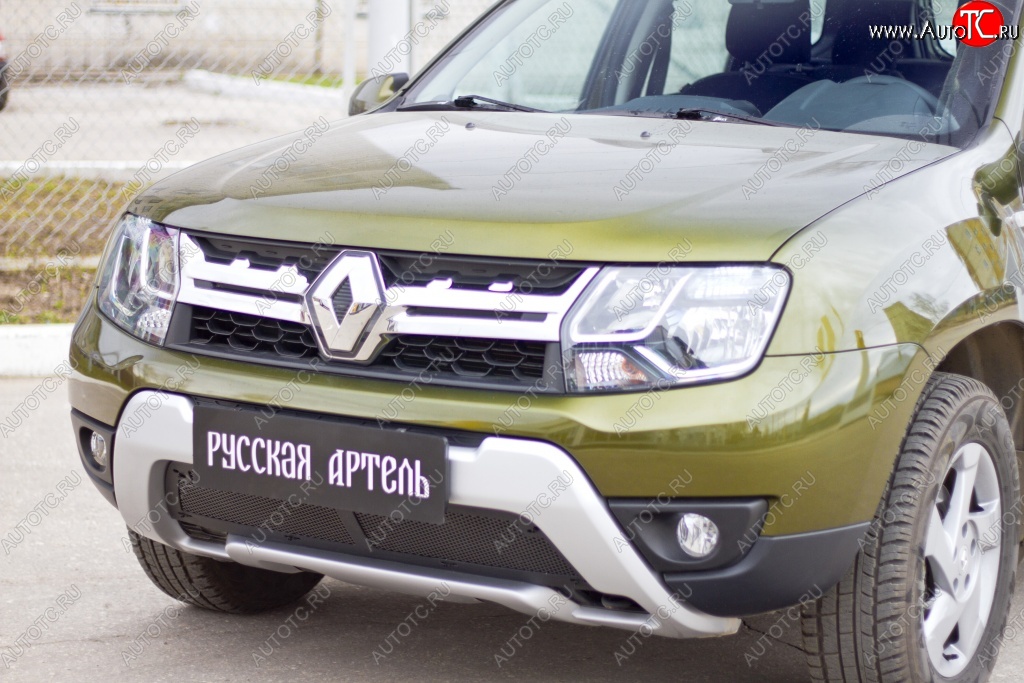 1 999 р. Защитная сетка решетки переднего бампера РА Renault Duster HS рестайлинг (2015-2021)  с доставкой в г. Тамбов