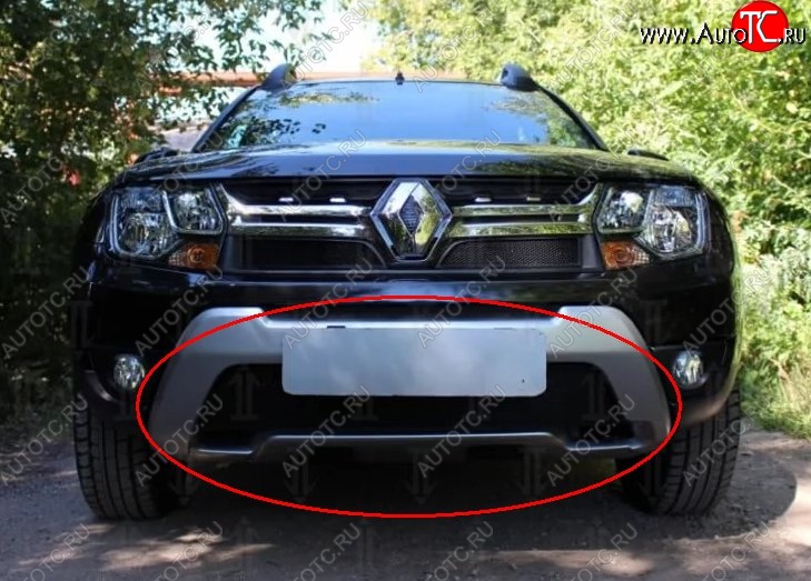 1 469 р. Нижняя защитная сетка на бампер Russtal (черная) Renault Duster HS рестайлинг (2015-2021)  с доставкой в г. Тамбов