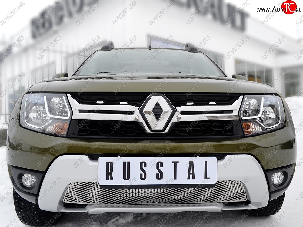 5 999 р. Защитная решётка в воздуховод бампера Russtal (нержавейка) Renault Duster HS рестайлинг (2015-2021)  с доставкой в г. Тамбов