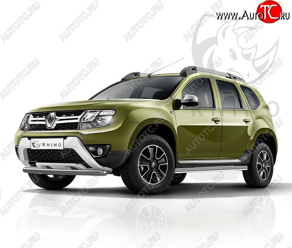 7 399 р. Защита переднего бампера (Ø63 мм, окрашенная) SLITKOFF  Renault Duster  HS (2015-2021) рестайлинг (серебро)  с доставкой в г. Тамбов