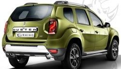 8 799 р. Защита порогов из круглой трубы диаметром 63 мм Russtal Renault Duster HS рестайлинг (2015-2021) (Сталь с полимерным покрытием. Цвет: чёрный )  с доставкой в г. Тамбов. Увеличить фотографию 1