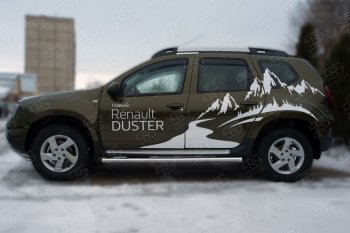 5 999 р. Защита порогов из круглой трубы диаметром 63 мм Russtal v23 Renault Duster HS рестайлинг (2015-2021) (Сталь с полимерным покрытием. Цвет: серебристый)  с доставкой в г. Тамбов. Увеличить фотографию 1