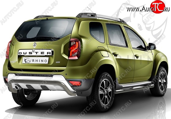 5 999 р. Защита заднего бампера (Ø63 мм волна под машину, нержавейка) Russtal Renault Duster HS рестайлинг (2015-2021)  с доставкой в г. Тамбов