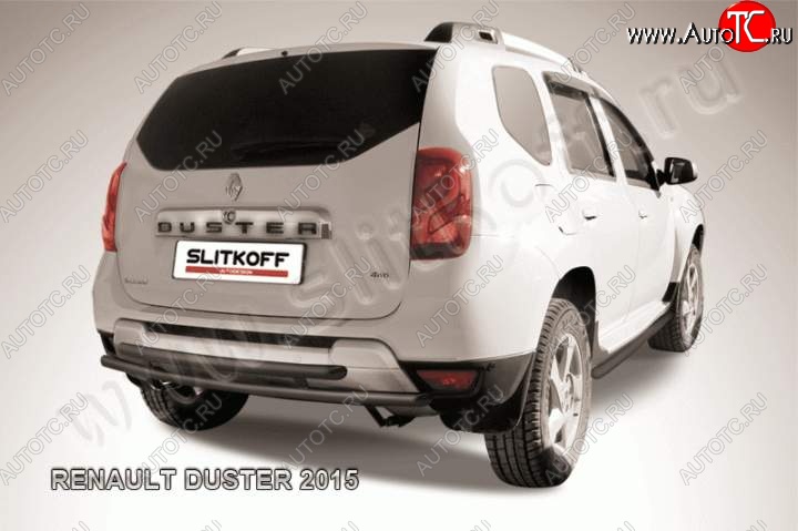 5 499 р. Защита задняя Slitkoff Renault Duster HS рестайлинг (2015-2021) (Цвет: серебристый)  с доставкой в г. Тамбов