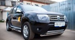 14 349 р. Защита переднего бампера (2 трубыØ63 и 42 мм, нержавейка) SLITKOFF Renault Duster HS дорестайлинг (2010-2015)  с доставкой в г. Тамбов. Увеличить фотографию 3