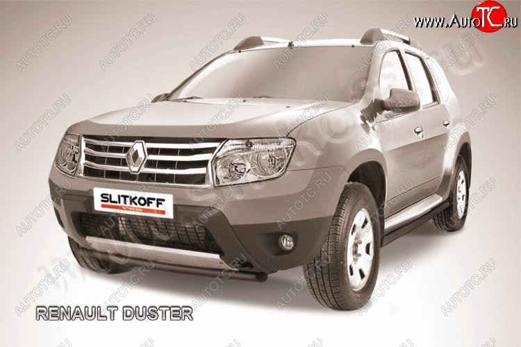 5 899 р. Защита переднего бампер Slitkoff Renault Duster HS дорестайлинг (2010-2015) (Цвет: серебристый)  с доставкой в г. Тамбов