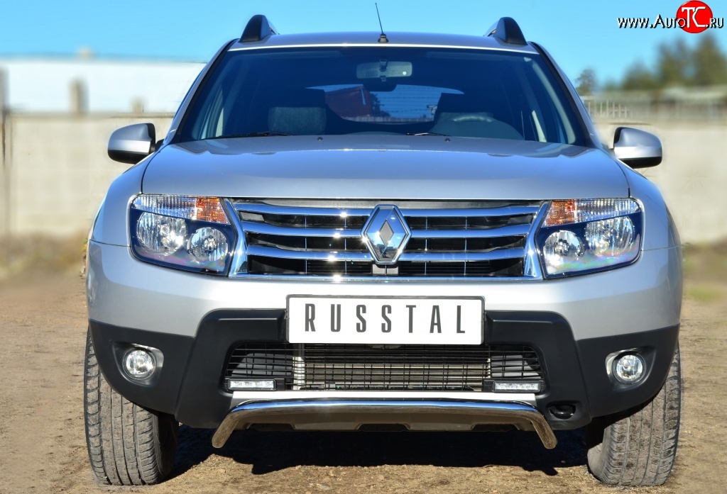 16 999 р. Защита переднего бампера (Ø42 мм, нержавейка, 4х4) SLITKOFF Renault Duster HS дорестайлинг (2010-2015)  с доставкой в г. Тамбов