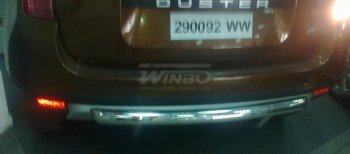 8 299 р. Защита заднего бампера WINBO (Ø63 мм, нержавейка) Renault Duster HS дорестайлинг (2010-2015) (Комплектация 4х4)  с доставкой в г. Тамбов. Увеличить фотографию 1