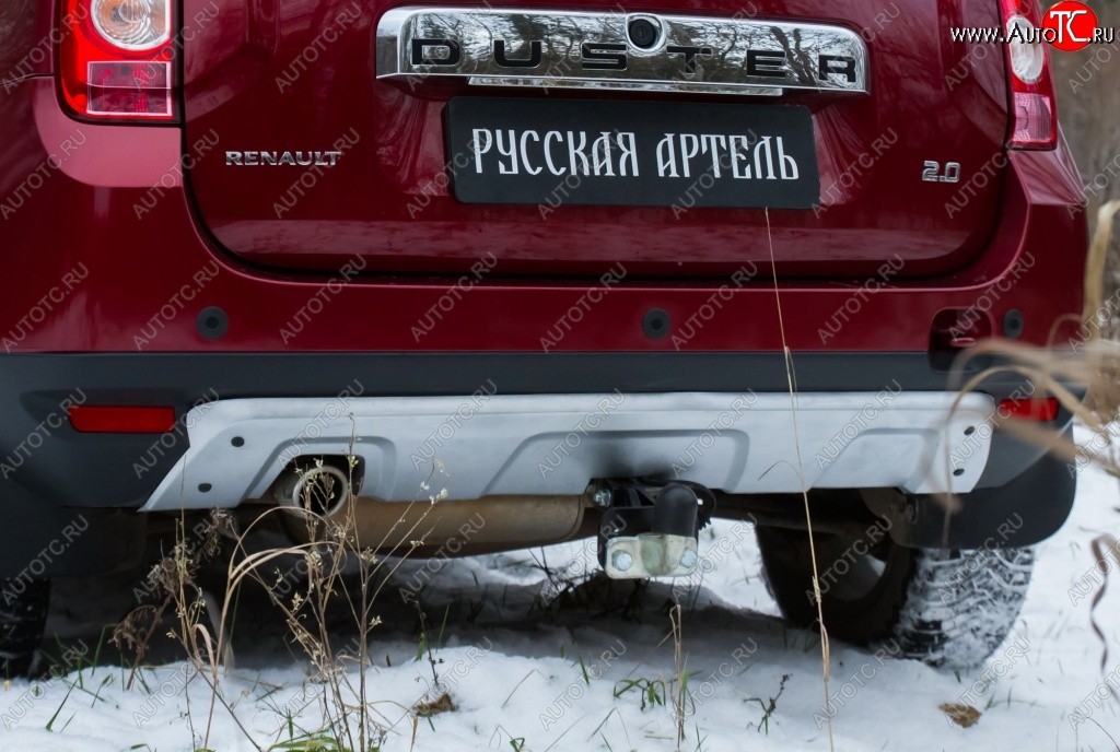 4 999 р. Накладка на задний бампер RA Renault Duster HS дорестайлинг (2010-2015) (Поверхность шагрень (серый металлик))  с доставкой в г. Тамбов