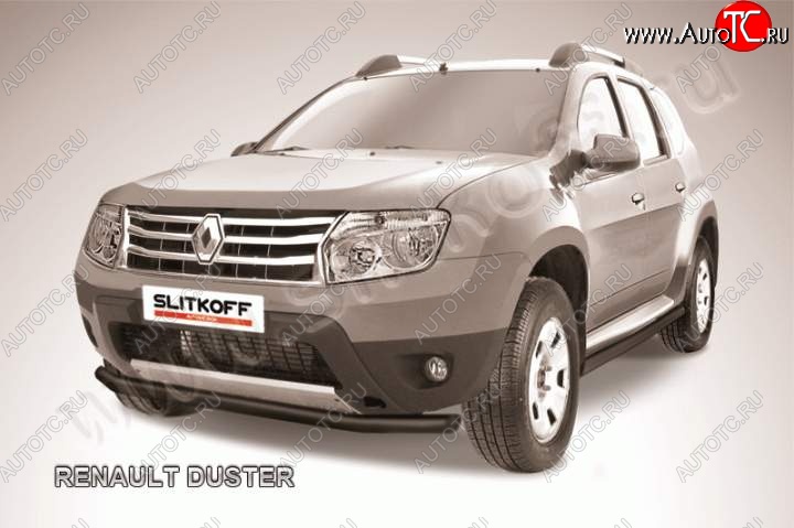 6 499 р. Защита переднего бампер Slitkoff Renault Duster HS дорестайлинг (2010-2015) (Цвет: серебристый)  с доставкой в г. Тамбов