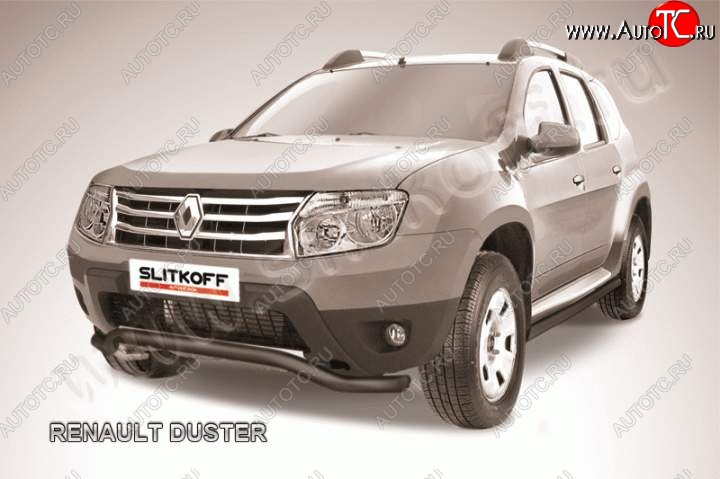 6 999 р. Защита переднего бампер Slitkoff  Renault Duster  HS (2010-2015) дорестайлинг (Цвет: серебристый)  с доставкой в г. Тамбов